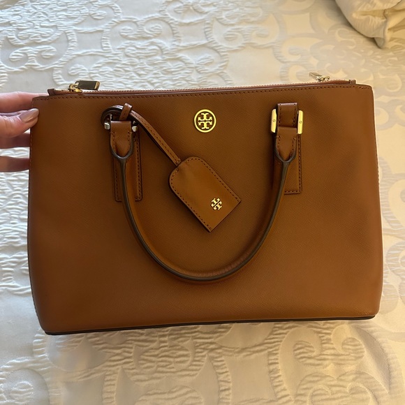 Tory Burch Robinson Mini Double Zip Tote - Tan - NWT - Picture 2 of 10
